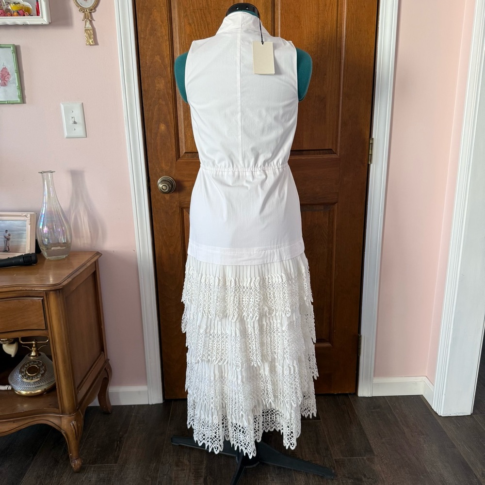Alexis White Sleeveless V-Neck Tiered Lace Midi Dress - Picture 3 of 6